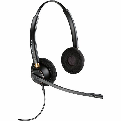 Poly EncorePro HW520 Binaural Headset Stereo - Mini-phone (3.5mm) - Wired - 20 Hz - 16 kHz - On-ear - Binaural - Ear-cup - 2.58 ft Cable - Omni-directional, Noise Cancelling Microphone - Black (783P6AA)