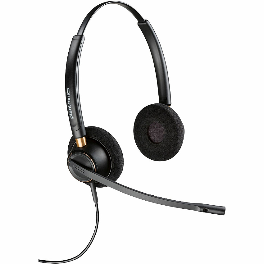 Poly EncorePro HW520 Binaural Headset Stereo - Mini-phone (3.5mm) - Wired - 20 Hz - 16 kHz - On-ear - Binaural - Ear-cup - 2.58 ft Cable - Omni-directional, Noise Cancelling Microphone - Black (783P6AA)
