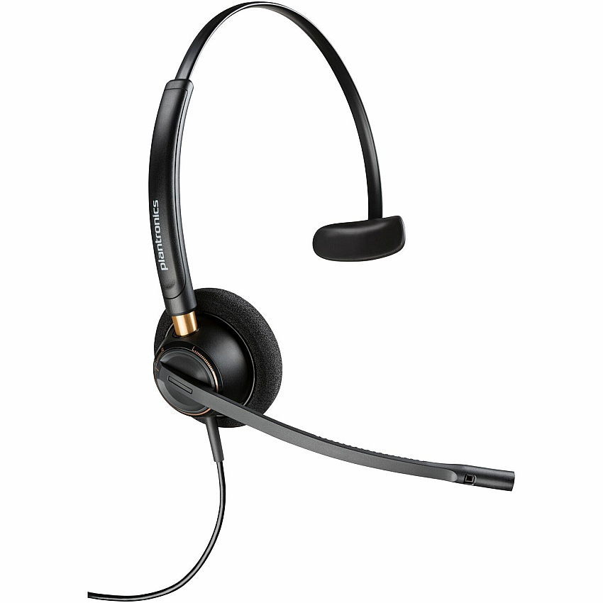Poly EncorePro HW510 Monoaural Headset Mono - Mini-phone (3.5mm), Quick Disconnect - Wired - 20 Hz to 16 kHz - On-ear, Over-the-head - Monaural - Supra-aural - 2.58 ft Cable - Omni-directional, Noise Cancelling Microphone - Black - TAA Compliant (783Q1AA)