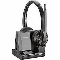 Poly Savi 8200 Office 8220 Headset Microsoft Teams Certification - Stereo - USB Type A, RJ-11 - Wired/Wireless - Bluetooth/DECT - 590.6 ft - 32 Ohm - 20 Hz to 20 kHz - Over-the-head, On-ear - Binaural - Supra-aural - Noise Cancelling Microphone  (7S4B6AA)