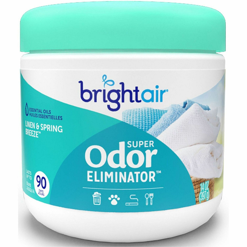 Bright Air Super Odor Eliminator Air Freshener 14 fl oz (0.4 quart) - Linen & Spring Breeze - 90 Day - Cruelty-free, Phthalate-free, Triclosan-free, BHT Free - 1 Each (901046)