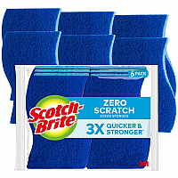 Scotch-Brite Zero Scratch Non-Scratch Scrub Sponges 0.7" Height x 4.4" Width x 2.6" Depth - 6 / Pack - Fiber - Blue (5266)