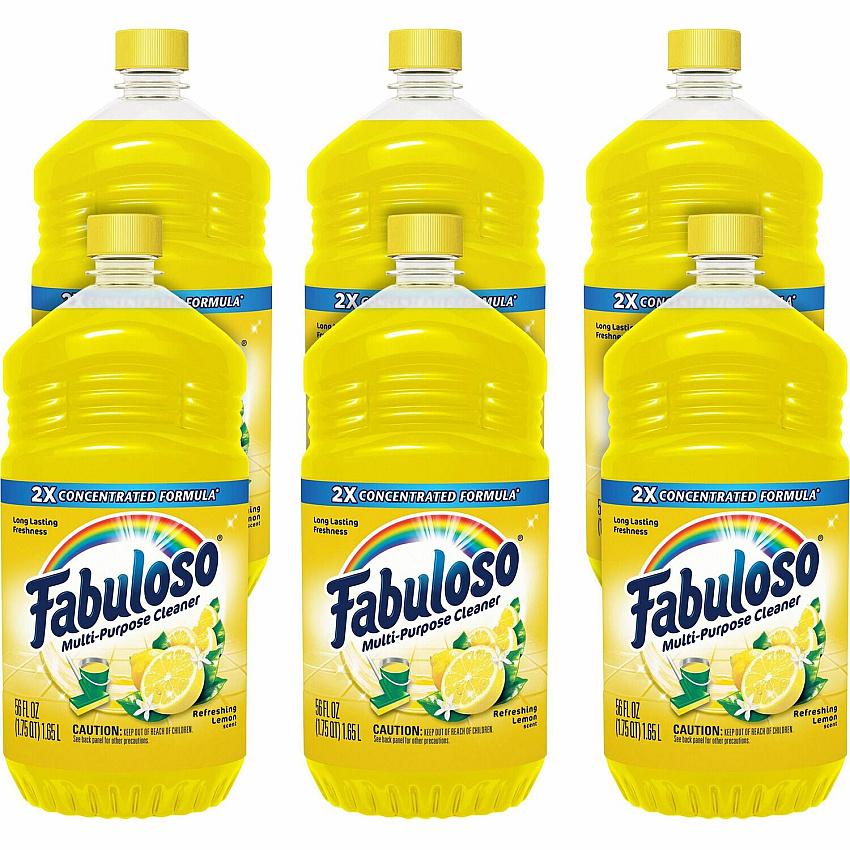 Fabuloso Multi-Purpose Cleaner For Multipurpose, Multi Surface - Concentrate - 56 fl oz (1.8 quart) - Refreshing Lemon Scent - Rinse-free, Residue-free, Long Lasting, Pleasant Scent - Yellow - 6 / Carton (MX06157ACT)