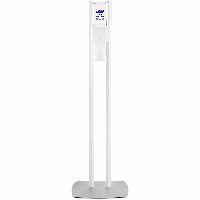 PURELL&reg; ES10 Floor Stand with Automatic Dispenser Floor, Freestanding - White - For Sanitizing Dispenser, High Traffic Area, Waiting Room, Hallway - Sturdy, Low-profile Base, Lightweight (8210DS)