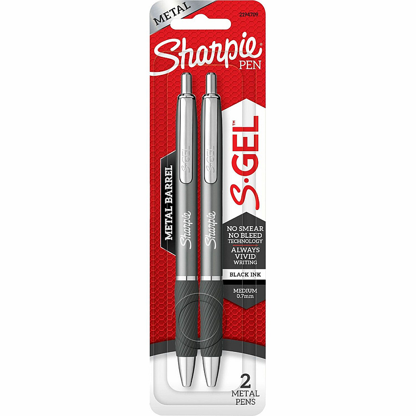 Sharpie S-Gel Pens 0.7 mm Bold Pen Point - Metallic Black Ink - Metallic Black Barrel - 4 / Pack (2194703)