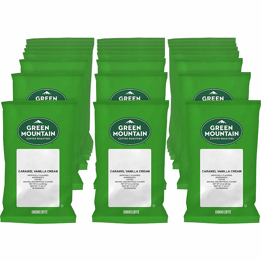 Green Mountain Coffee Roasters&reg; Caramel Vanilla Cream Coffee Light - 2.2 oz - Caramel Vanilla Cream, Brown Sugar, Buttery Caramel, Creamy Vanilla - Kosher - 50 / Carton (4700)