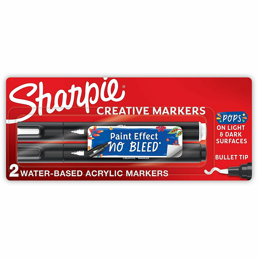 Sharpie Creative Markers, Water-Based Acrylic Markers, Bullet Tip Bold Bullet Marker Point - Assorted Ink - Water Based - 2 / Pack (2196906)