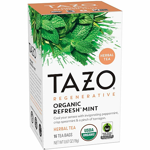 Tazo Regenerative Organic Refresh Mint Herbal Tea Bag Herbal Tea - 16 / Box (00350)
