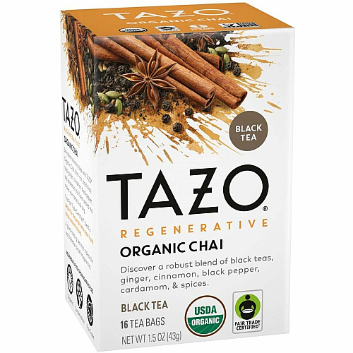 Tazo Regenerative Organic Chai Black Tea Bag Black Tea - Organic - 16 / Box (00305)