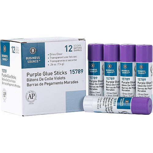 Business Source Bulk Purple Glue Sticks 0.26 oz - Purple - 12 / Box (BSN15789)