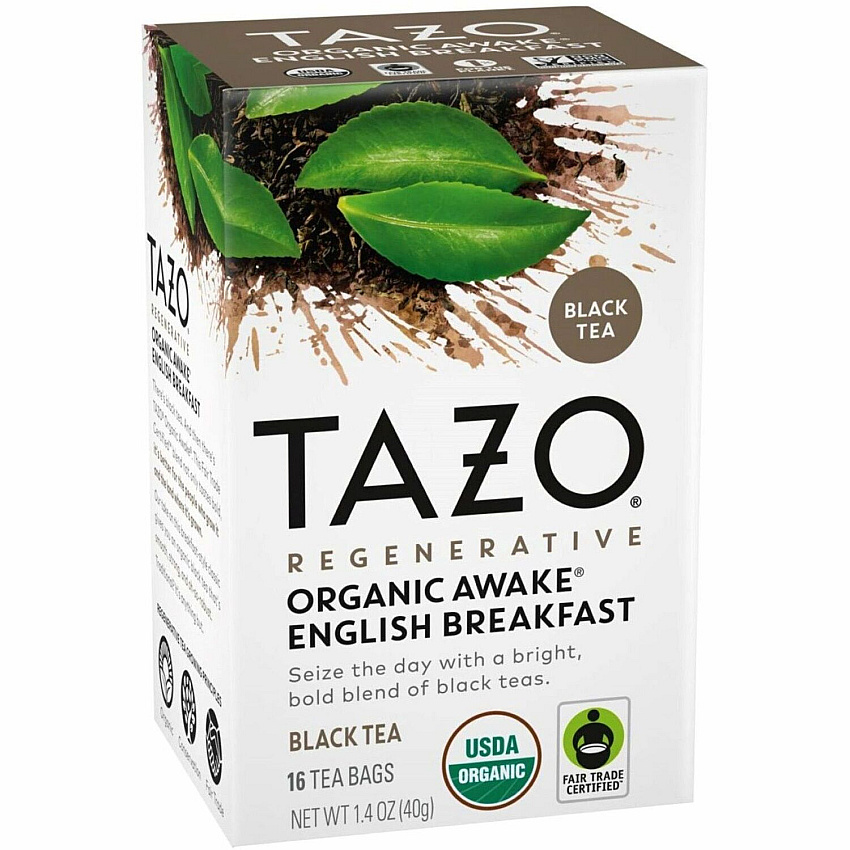 Tazo Regenerative Organic Awake English Breakfast Black Tea Bag Black Tea - Organic - 16 / Box (00303)