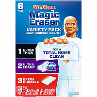 Mr. Clean Magic Eraser Variety Pk For Multipurpose - Sponge - Durable, Long Lasting - Blue - 6 / Box (12396)