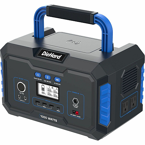DieHard 1000-Watt Lithium-ion Portable Power Station/Solar Generator Lithium Ion (Li-Ion) - Rich Black (DH2000301)