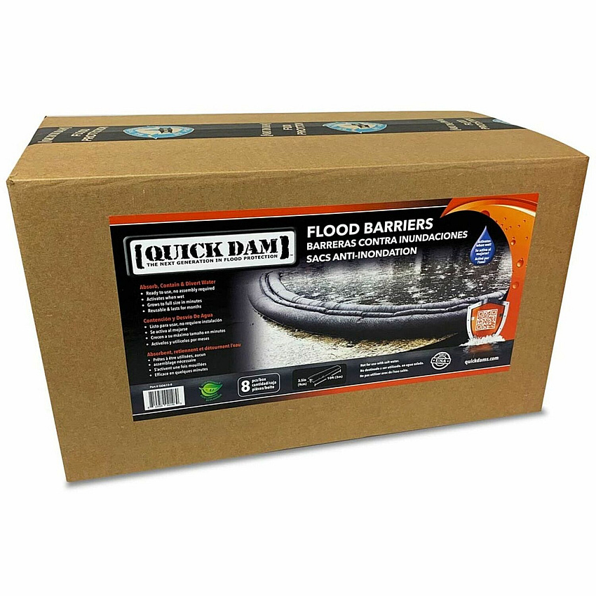 Quick Dam Flood Barriers 3.5" Height - Black - 8 / Carton (QD6108)