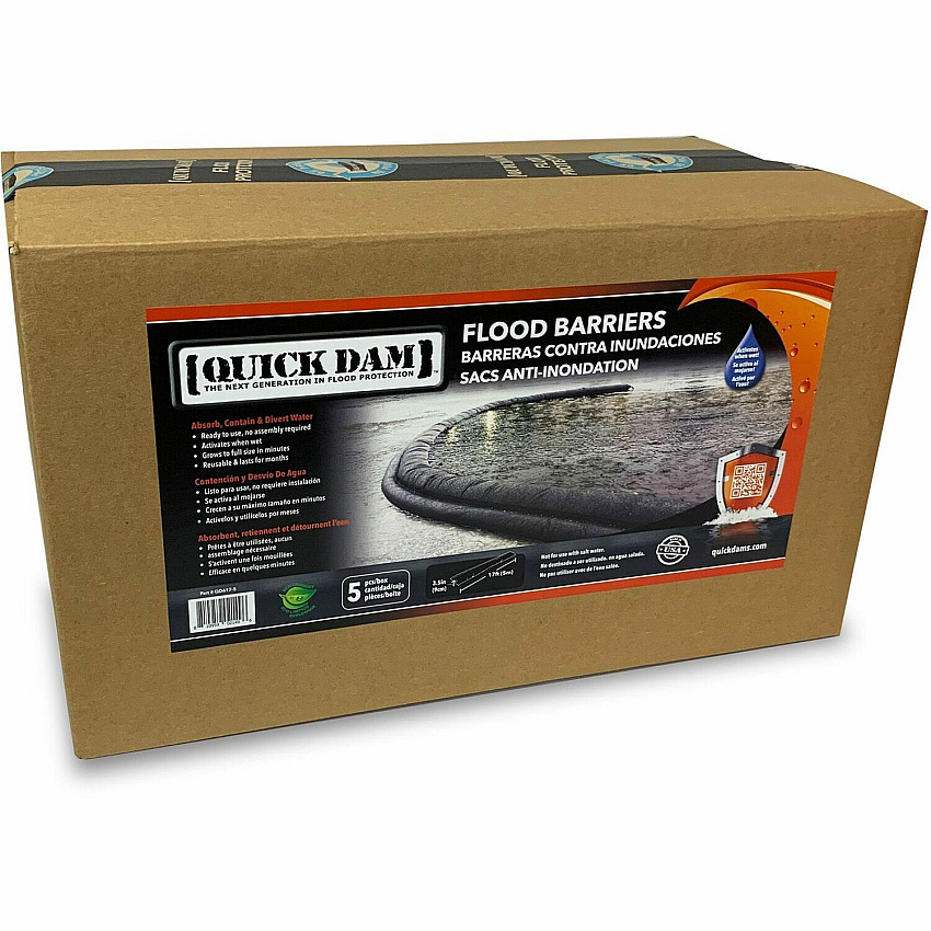 Quick Dam Flood Barriers 3.5" Height - Black - 5 / Carton (QD6175)
