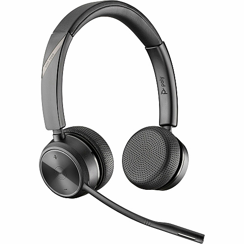 Poly Savi 7220 Office Binaural Wireless Headset Stereo - Wireless - DECT - 393.7 ft - On-ear - Binaural - Ear-cup - Omni-directional Microphone - Noise Canceling - Black (7W6D5AA)