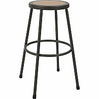 Lorell Metal Shop Stool Wood, Medium Density Fiber (MDF) Seat Material - Light Gray - Metal - 1 Each (LLR83082)