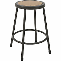 Lorell Metal Shop Stool Wood, Medium Density Fiber (MDF) Seat Material - Light Gray - Metal - 1 Each (LLR83080)