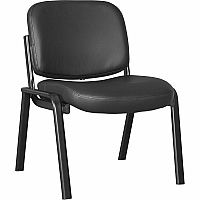 Lorell Deluxe Leather 4-Leg Guest Chair Leather, Plywood Seat Material - Leather, Plywood Back Material - Powder Coated Frame Color - Metal Frame Material - Four-legged Base - Black - 1 Each (LLR84595)