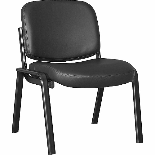 Lorell Deluxe Leather 4-Leg Guest Chair Leather, Plywood Seat Material - Leather, Plywood Back Material - Powder Coated Frame Color - Metal Frame Material - Four-legged Base - Black - 1 Each (LLR84595)