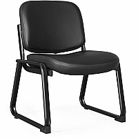 Lorell Deluxe Leather Guest Chair Plywood, Leather Seat Material - Plywood, Leather Back Material - Powder Coated Frame Color - Metal Frame Material - Sled Base - Black - 1 Each (LLR84597)