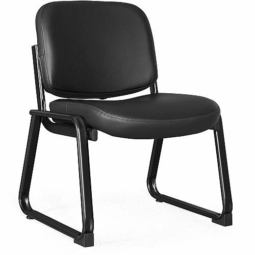 Lorell Deluxe Leather Guest Chair Plywood, Leather Seat Material - Plywood, Leather Back Material - Powder Coated Frame Color - Metal Frame Material - Sled Base - Black - 1 Each (LLR84597)