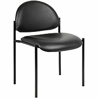 Lorell Reception Guest Chair Vinyl Back Material - Tubular Steel Frame Material - Four-legged Base - Black - 1 Each (LLR69607)