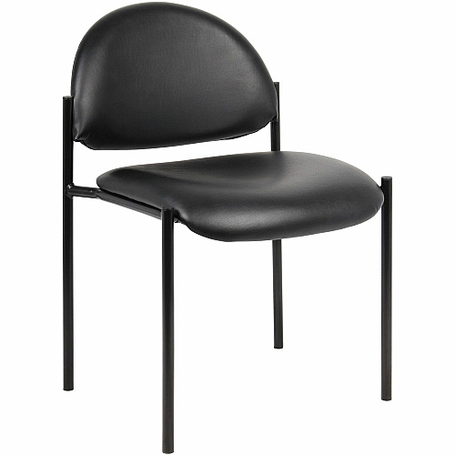 Lorell Reception Guest Chair Vinyl Back Material - Tubular Steel Frame Material - Four-legged Base - Black - 1 Each (LLR69607)