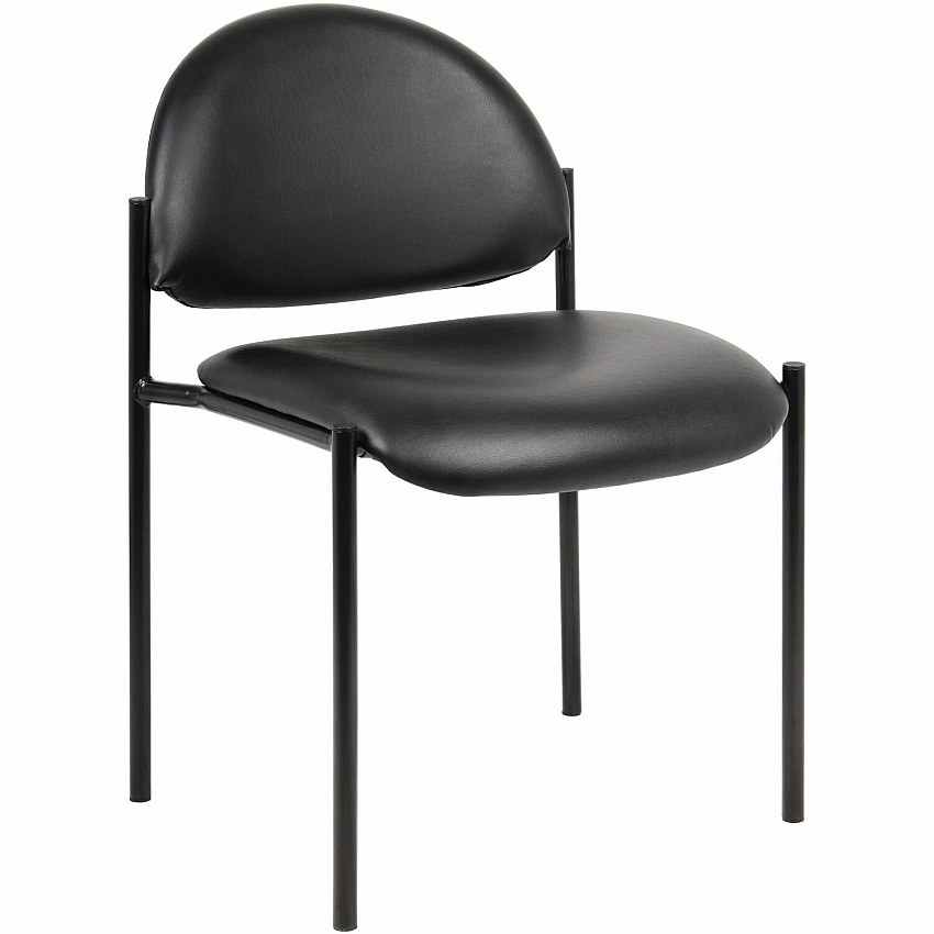 Lorell Reception Guest Chair Vinyl Back Material - Tubular Steel Frame Material - Four-legged Base - Black - 1 Each (LLR69607)