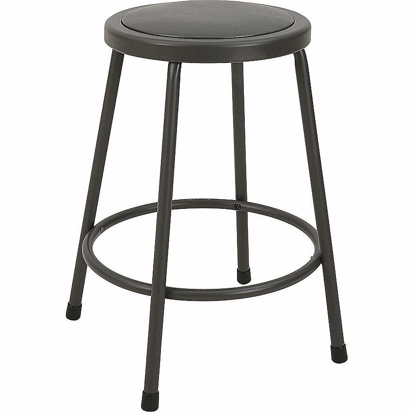 Lorell Metal Shop Stool Vinyl Seat Material - Light Gray - Metal - 1 Each (LLR83081)