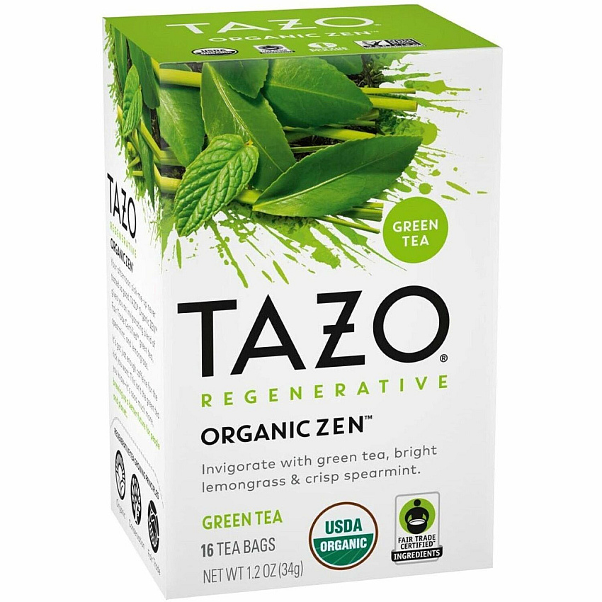 Tazo Regenerative Organic Zen Green Tea Bag Green Tea - Organic - 16 / Box (00309)