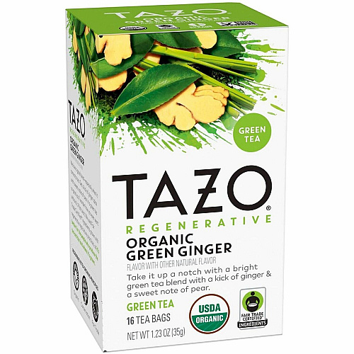 Tazo Regenerative Organic Green Ginger Green Tea Bag Green Tea - Organic - 16 / Box (00356)
