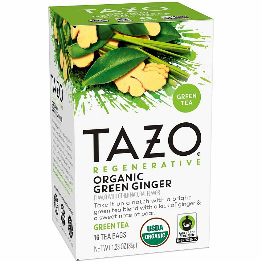 Tazo Regenerative Organic Green Ginger Green Tea Bag Green Tea - Organic - 16 / Box (00356)