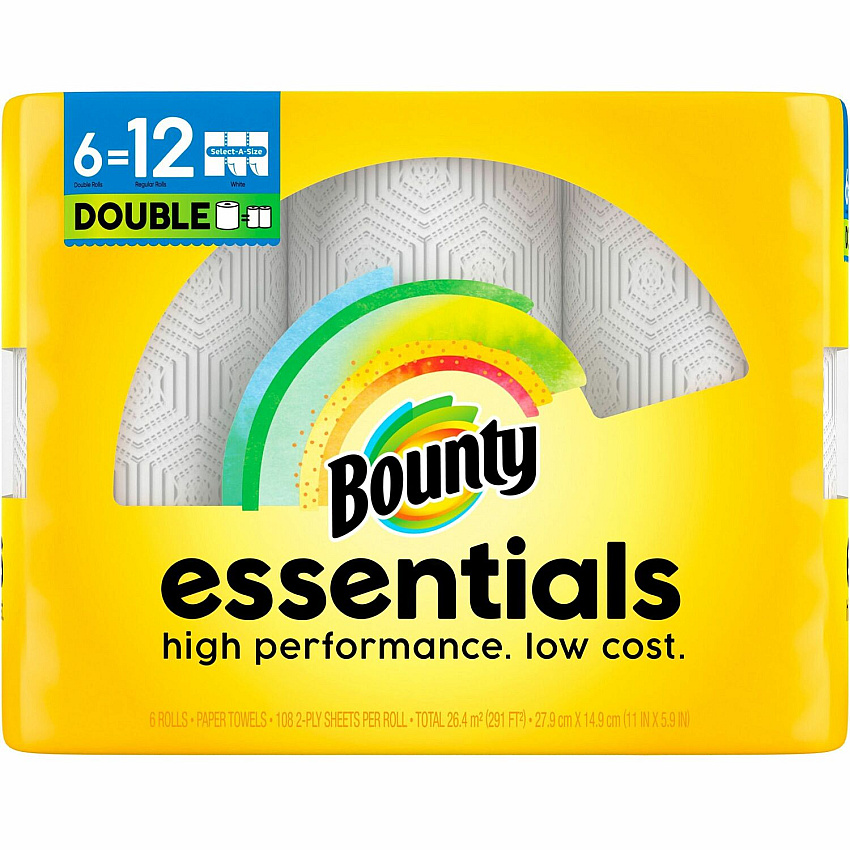 Bounty Essentials Paper Towels 108 Sheets/Roll - White - 6 / Pack (11095)