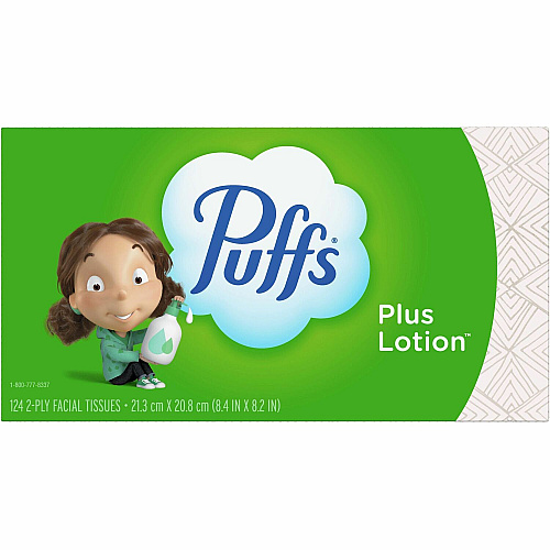 Puffs Basic Facial Tissue Green/ - 124 / Box (39346)