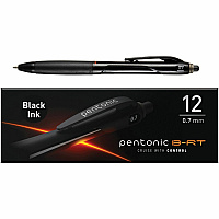 Pentonic Retractable Ballpoint Pens 0.7 mm Fine Pen Point - Retractable - Black Ink - Nickel Silver Tip - 1 Dozen (PEN12120)