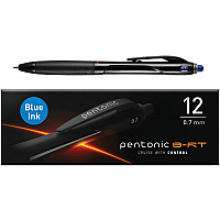 Pentonic Retractable Ballpoint Pens 0.7 mm Fine Pen Point - Retractable - Blue Ink - Nickel Silver Tip - 1 Dozen (PEN12123)