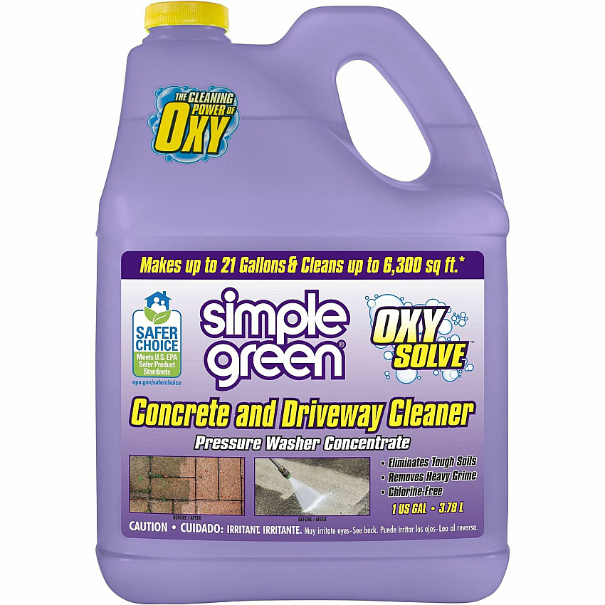 Simple Green Concrete/Driveway Cleaner Concentrate For Concrete, Patio, Masonry - Concentrate - Liquid - 128 fl oz (4 quart) - Bleach-free, Fast Acting, Non-flammable - Purple - 4 / Carton (18233CT)