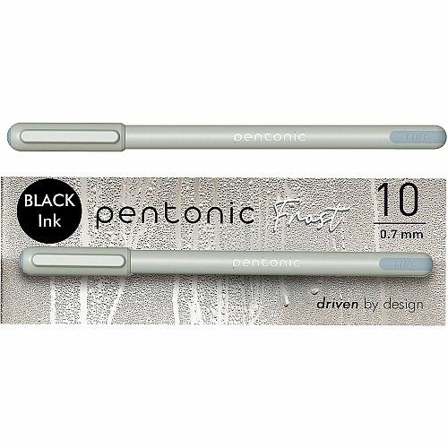 Pentonic Frosted Barrel Ballpoint Pens 0.7 mm Fine Pen Point - Black Ink - Frost, Gray Barrel - 10 / Box (PEN13086)