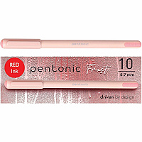 Pentonic Frosted Barrel Ballpoint Pens 0.7 mm Fine Pen Point - Red Ink - Frost, Pink Barrel - 10 / Box (PEN13087)