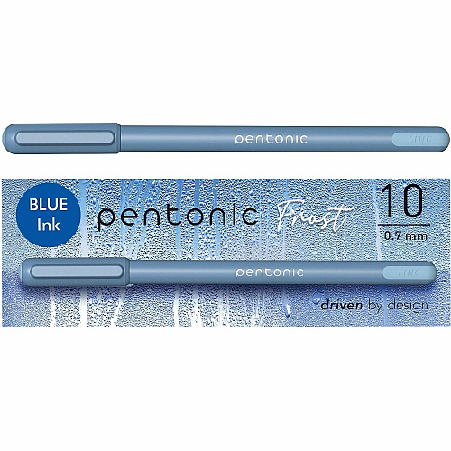 Pentonic Frosted Barrel Ballpoint Pens 0.7 mm Fine Pen Point - Blue Ink - Frost, Blue Barrel - 10 / Box (PEN13085)