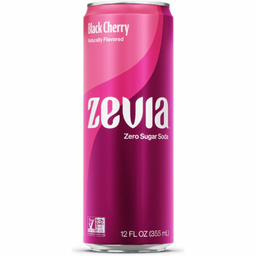 Zevia Zero Sugar Soda Ready-to-Drink - Sugar Free - 12 fl oz (355 mL) - Black Cherry - 12 / Carton (0191012)