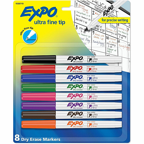 Expo Dry Erase Markers Ultra Fine Marker Point - Assorted, Red, Green, Blue, Pink, Purple, Brown, Orange, Black Ink - Dry - 8 / Pack (1930719)