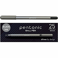 Pentonic Ballpoint Pen Set 1 mm Pen Point - Black Ink - Nickel Silver Tip - 25 / Box (PEN12128)