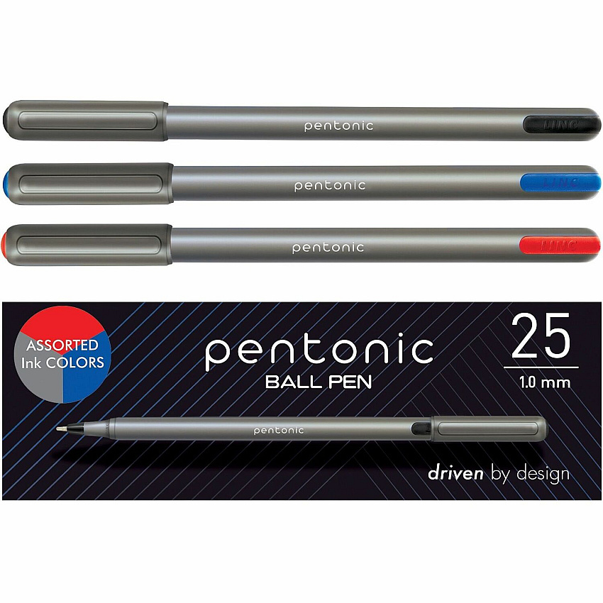 Pentonic Ballpoint Pen Set 1 mm Pen Point - Multi Ink - Nickel Silver Tip - 25 / Box (PEN12127)