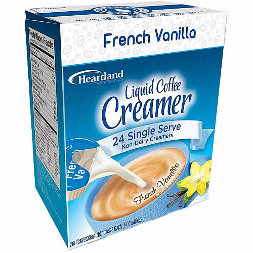 Heartland Single-Serve Liquid Coffee Creamers French Vanilla Flavor - 0.37 fl oz (11 mL) - 24/Box - 1 Serving (FLB157B1)