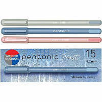 Pentonic Frosted Barrel Ballpoint Pens 0.7 mm Fine Pen Point - Assorted Ink - Frost Barrel - 10 / Box (PEN13088)