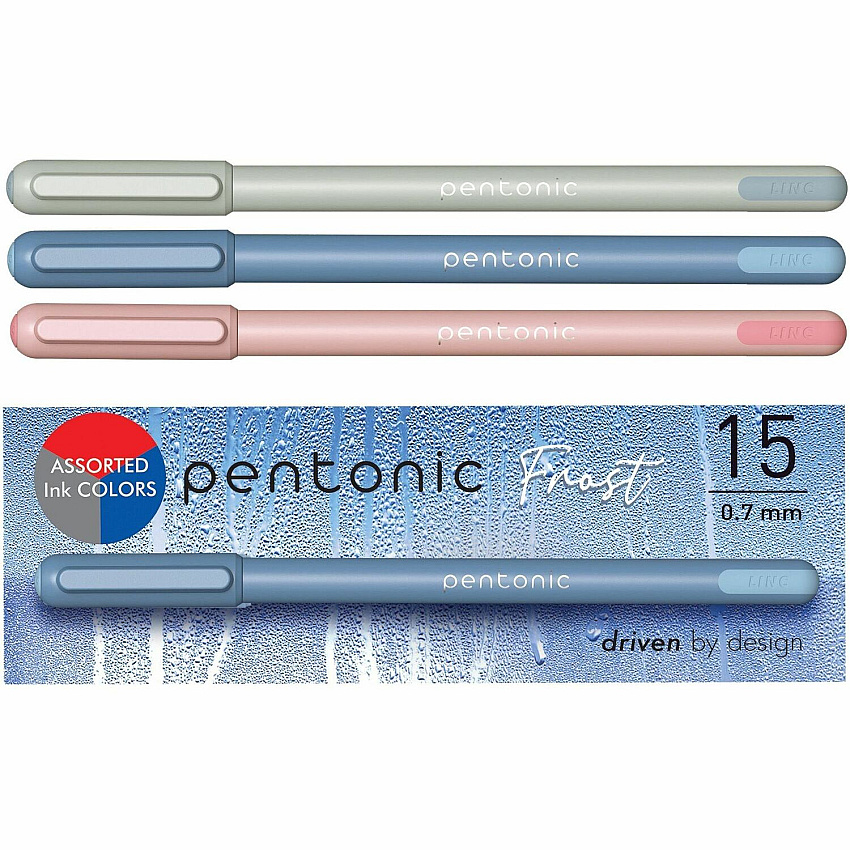 Pentonic Frosted Barrel Ballpoint Pens 0.7 mm Fine Pen Point - Assorted Ink - Frost Barrel - 10 / Box (PEN13088)