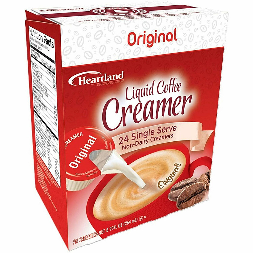 Heartland Single-Serve Liquid Coffee Creamers Original Flavor - 0.37 fl oz (11 mL) - 24/Box - 1 Serving (FLJ157C1)