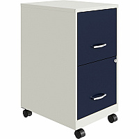 Hirsh Industries Hirsh SOHO File Cabinet for File - Mobility - White, Navy - 1 Each (25836)